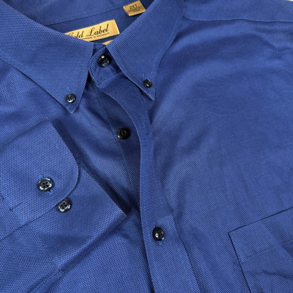 Roundtree Yorke Gold Label Shirt Mens 2XT Blue Non Iron Perfect Performance